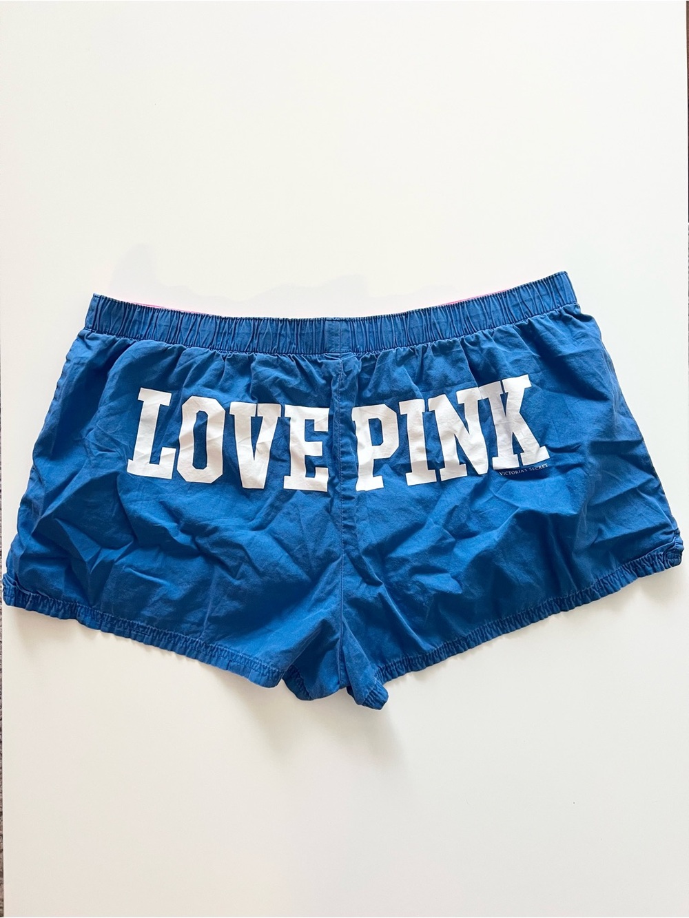 VTG RARE Victoria’s Secret Pink Blue Love Pink Dog Logo Blue Sleep Boxer Shorts - Picture 3 of 4